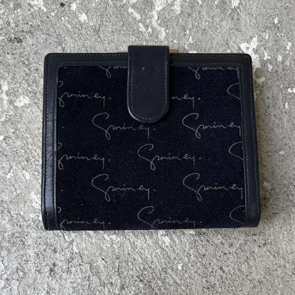 Givenchy blue velvet French kiss closure wallet
